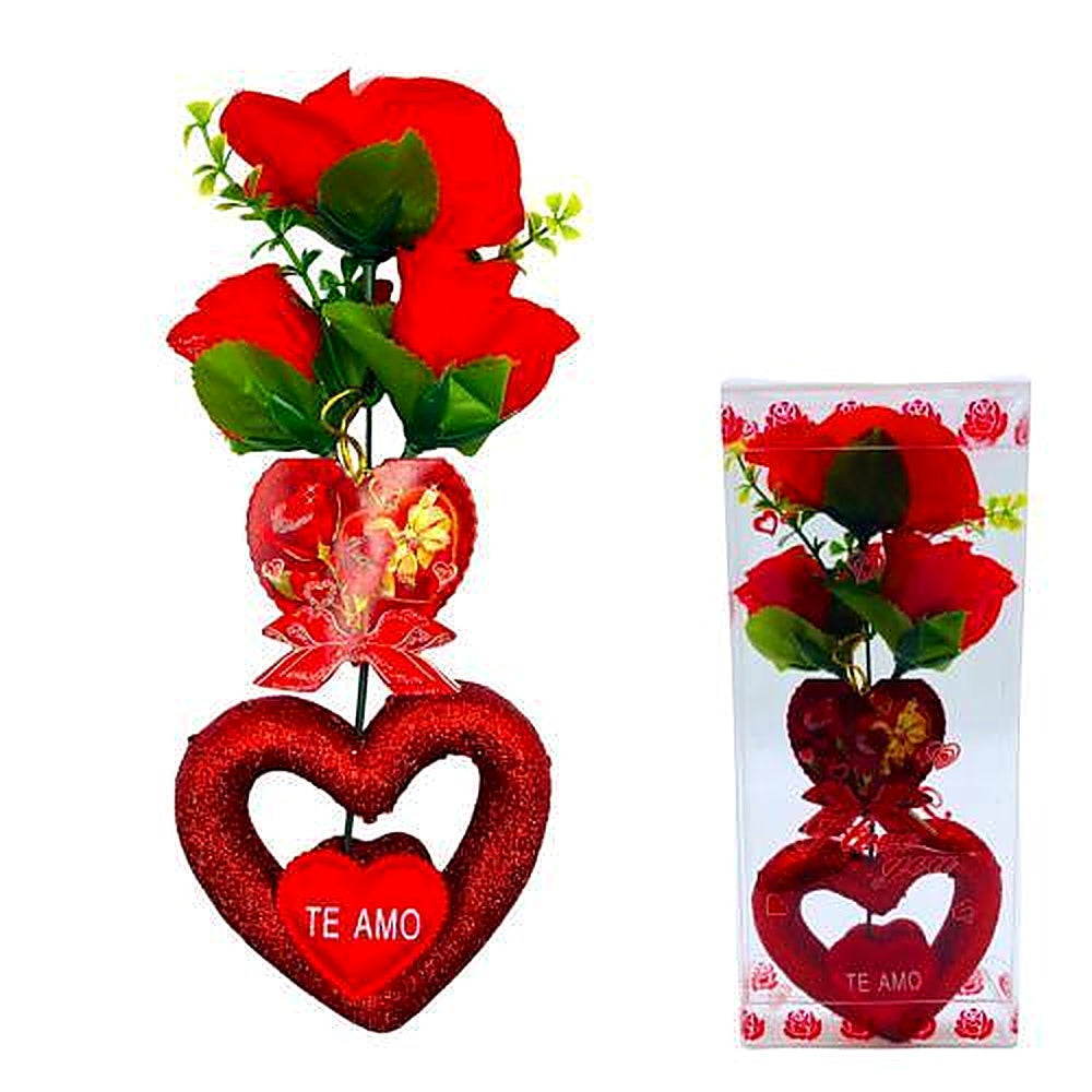 ADORNO CORAZON CON FLOR ESC FL802