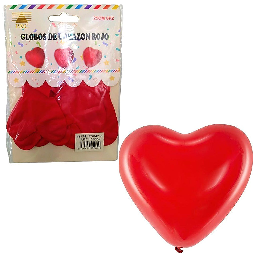 VEJIGAS 12PLG 6PCS CORAZON ROJ R5642-6
