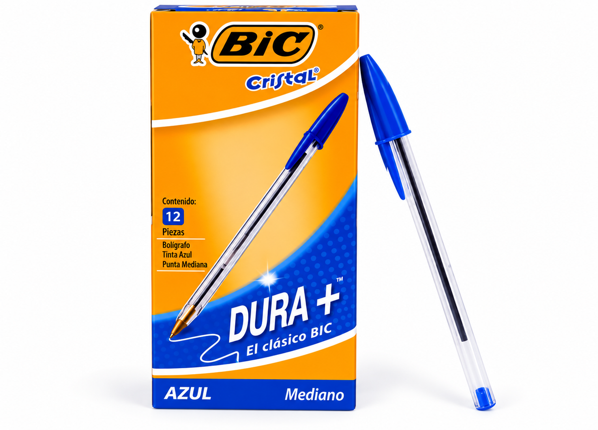 Bolígrafo BIC Cristal Dura+ Azul – Punta Mediana