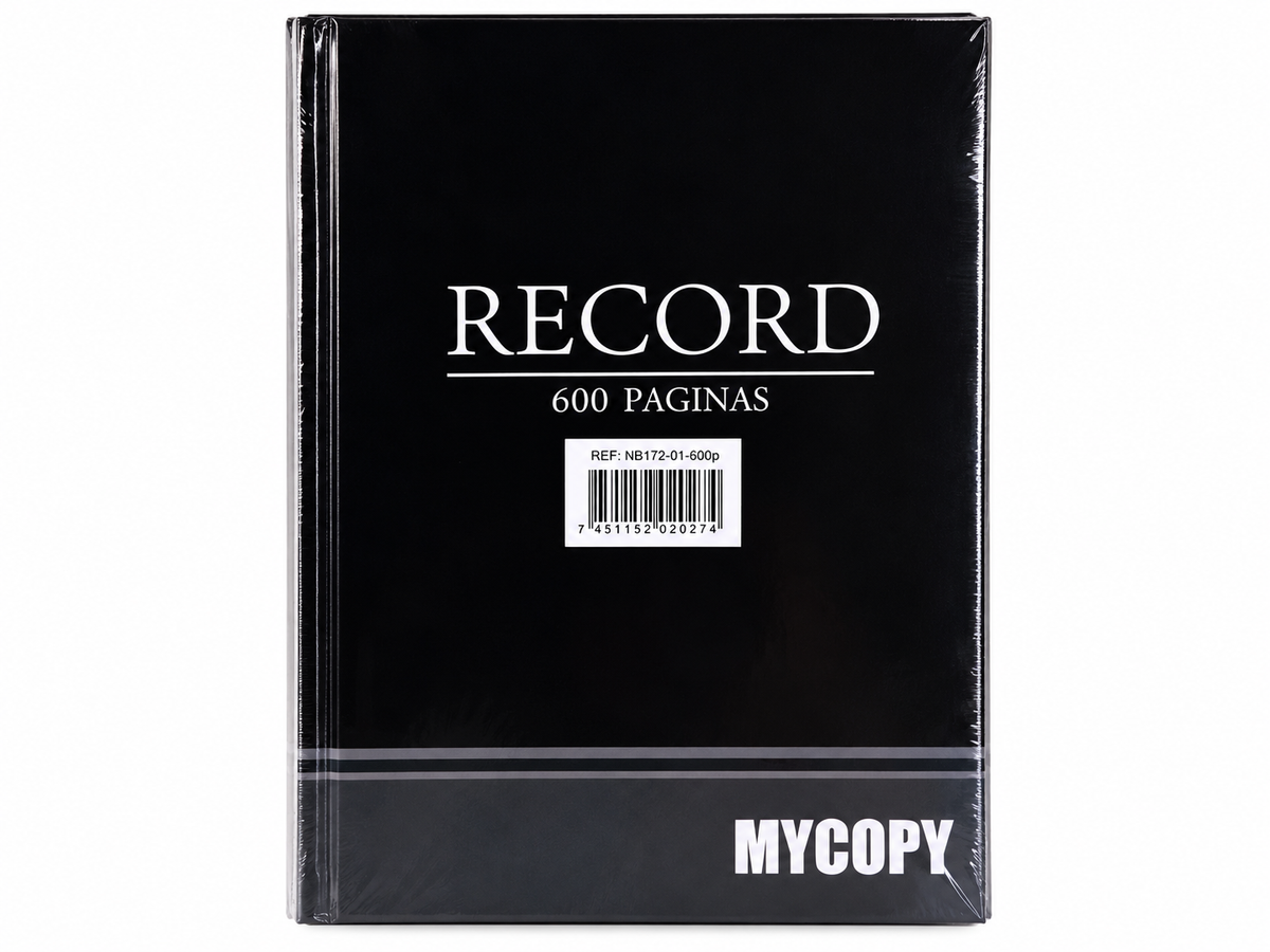 Libro Récord MYCOPY de 600 Páginas – Tapa Dura Negro