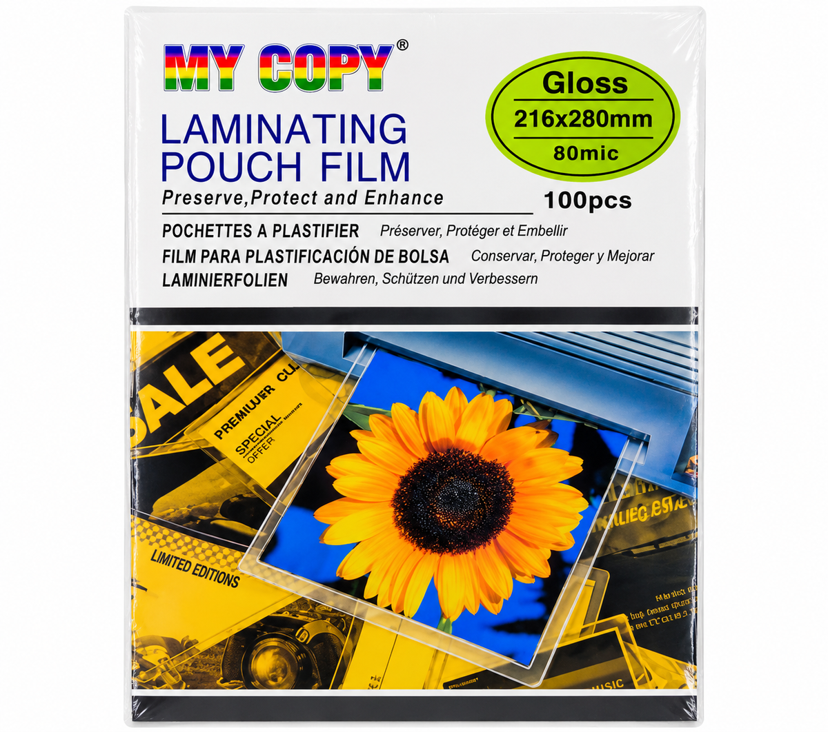 Micas para Plastificar MY COPY 80 Micras 216 × 280 mm – 100 Unidades