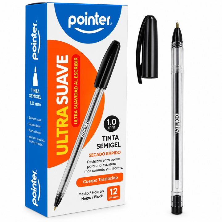 Bolígrafo Pointer Ultra Suave Semigel 1.0 mm – Negro