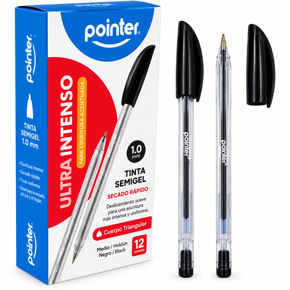Bolígrafo Pointer Ultra Intenso Semigel 1.0 mm – Negro