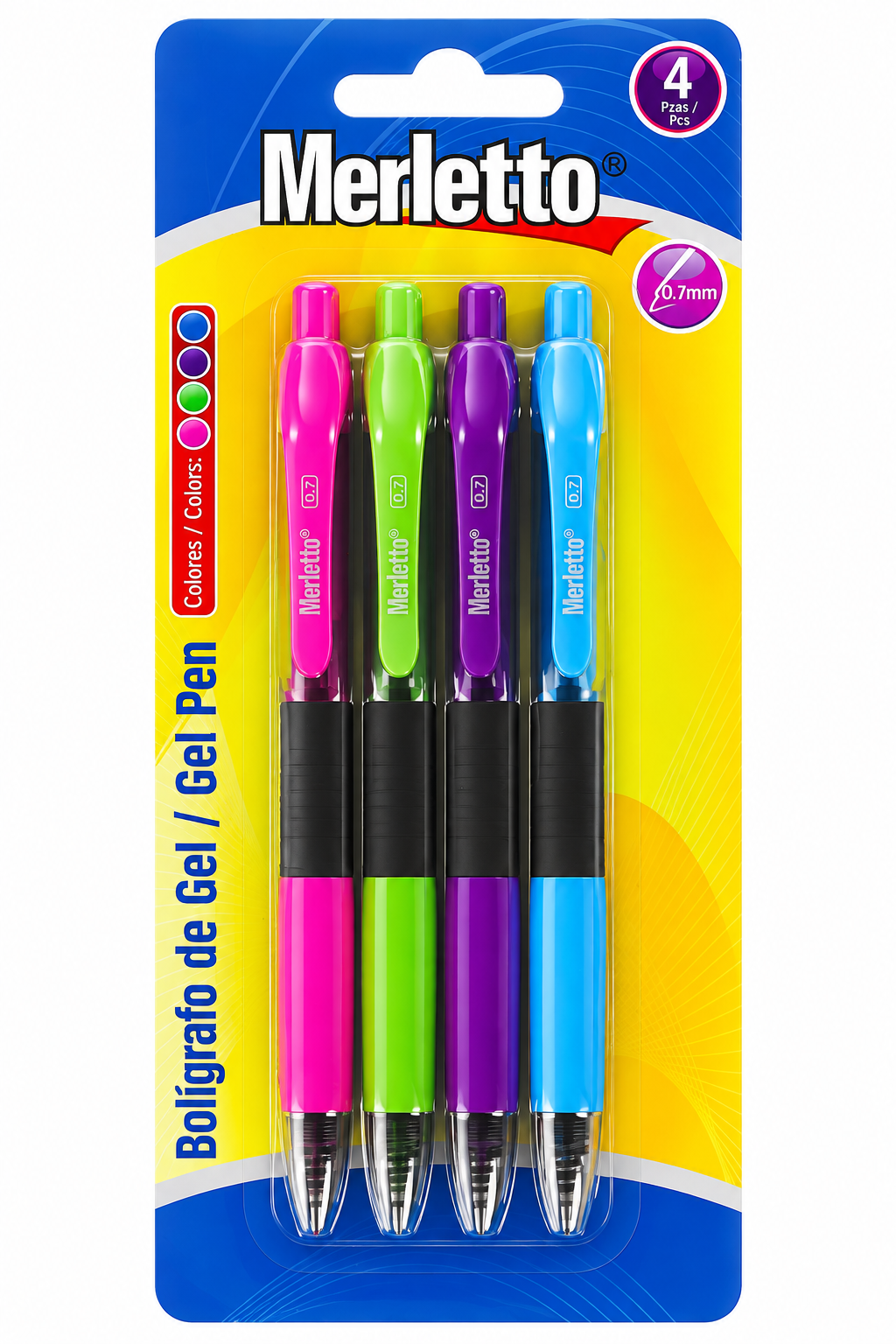 Bolígrafo de Gel Merletto 0.7 mm – Set de 4 Colores