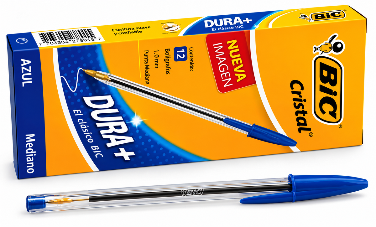 Bolígrafo BIC Cristal Dura+ Azul – Punta Mediana