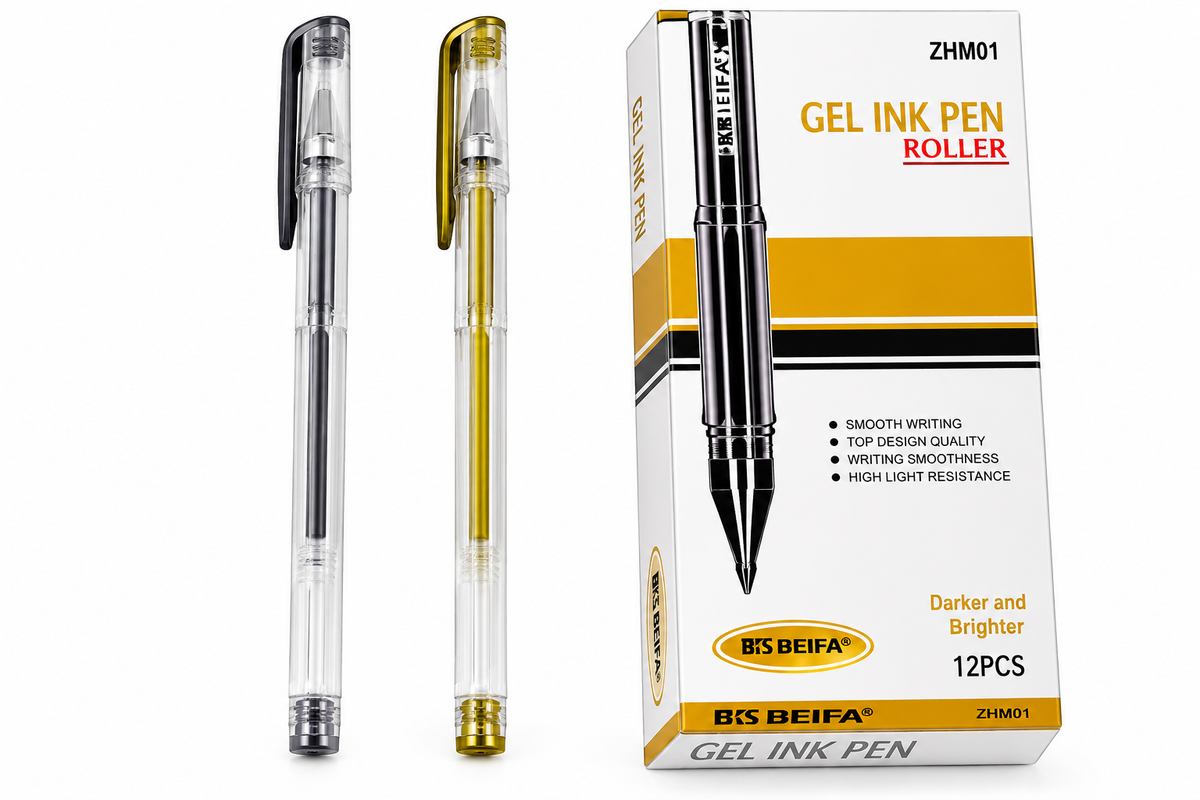 Caja de 12 Plumas Gel Roller Transparentes