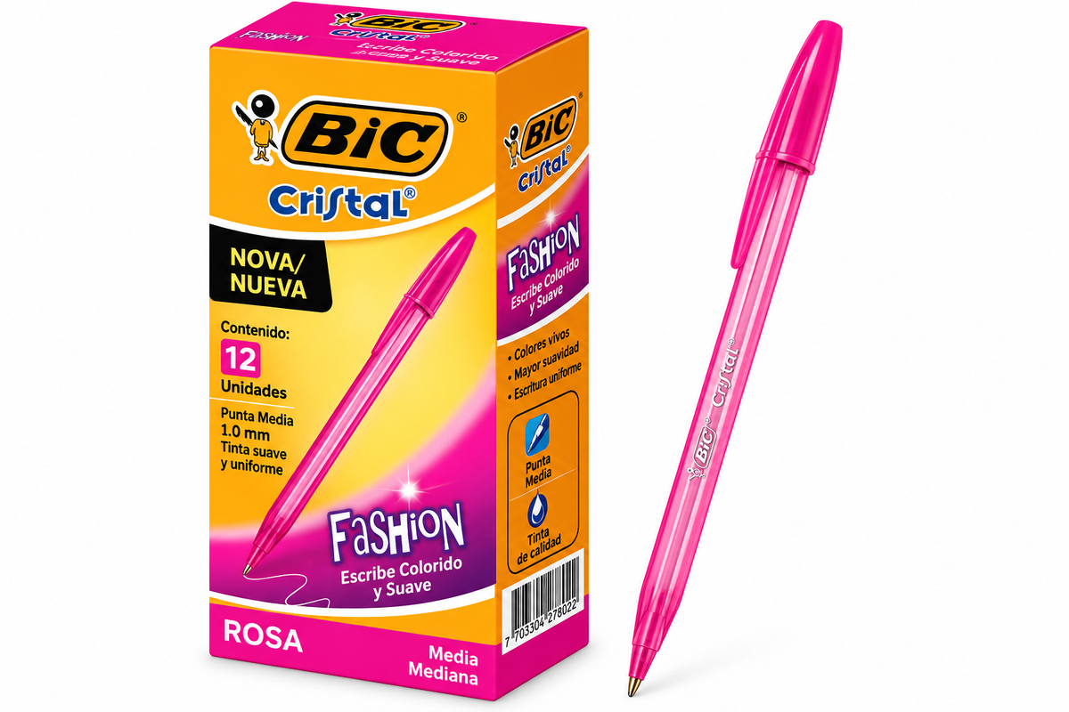 Bolígrafo BIC Cristal Fashion Rosa – Punta Media 1.0 mm