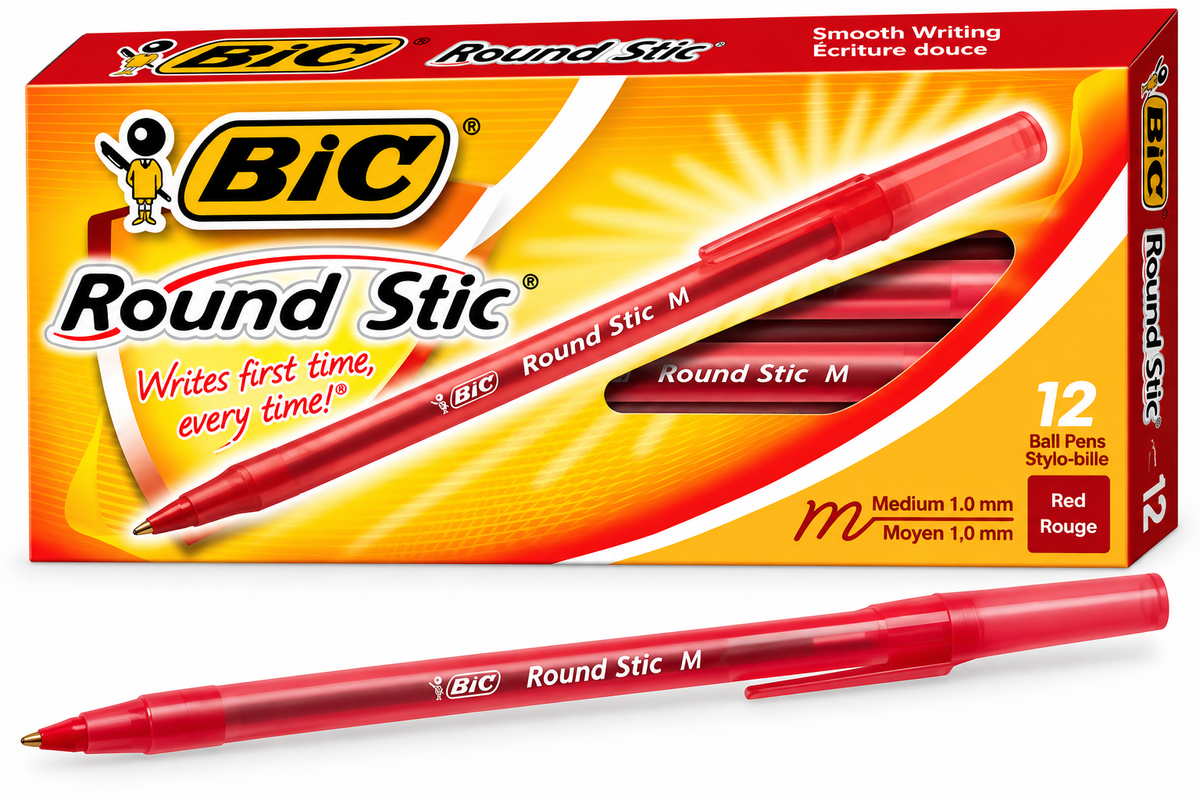Bolígrafo BIC Round Stic Rojo – Punta Media 1.0 mm