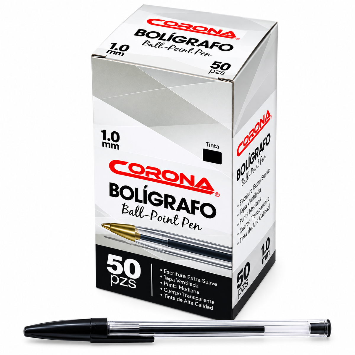 Bolígrafo Corona Negro – Punta 1.0 mm