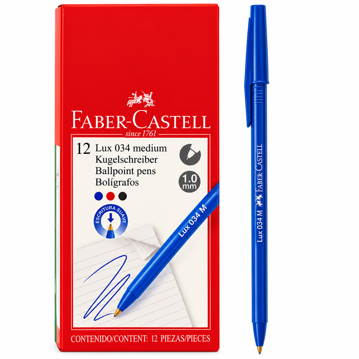 Bolígrafo Faber-Castell Lux 034 Azul – Punta Media 1.0 mm
