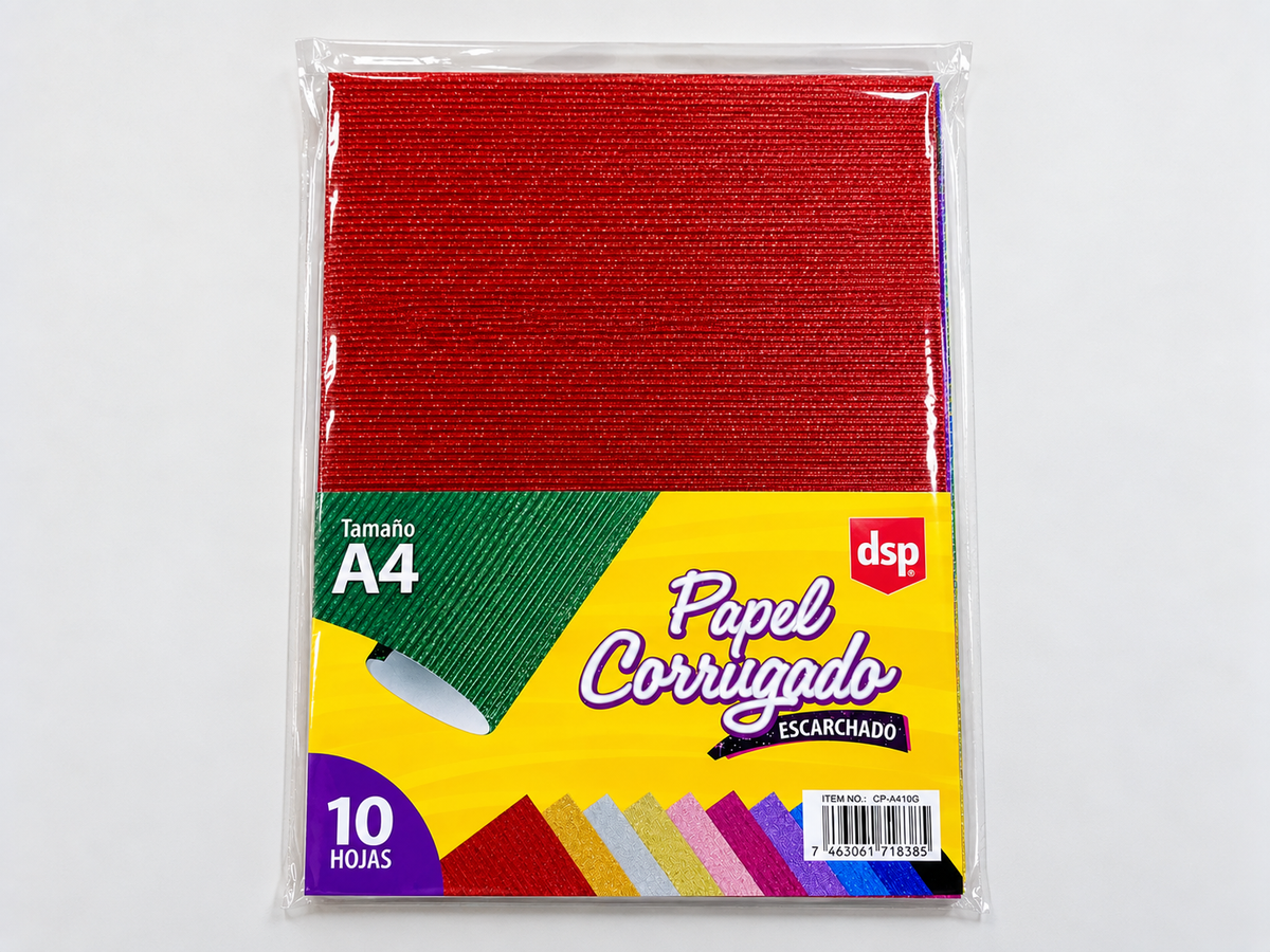Papel Corrugado Escarchado A4 – 10 Hojas