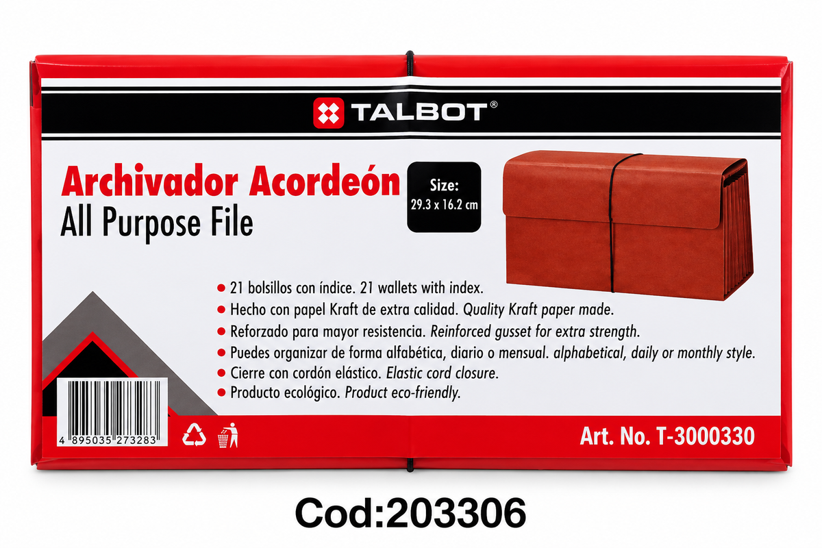 Archivador Acordeón Talbot – 21 Bolsillos