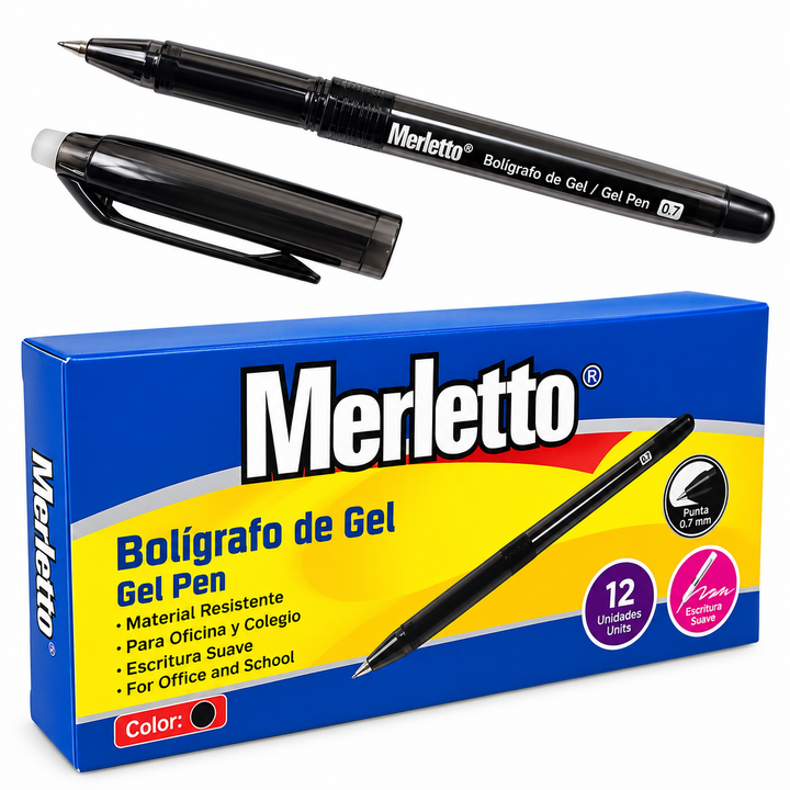 Bolígrafo de Gel Merletto 0.7 mm – Negro