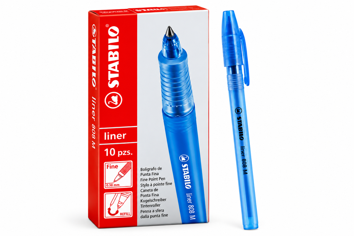 Caja de Lapiceros STABILO Liner 808 M Punta Fina – 10 Unidades