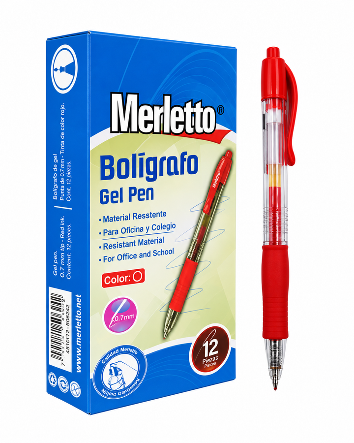 Bolígrafo Gel Merletto Rojo 0.7 mm