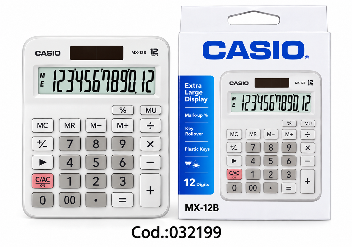 alculadora de Escritorio CASIO MX-12B de 12 Dígitos