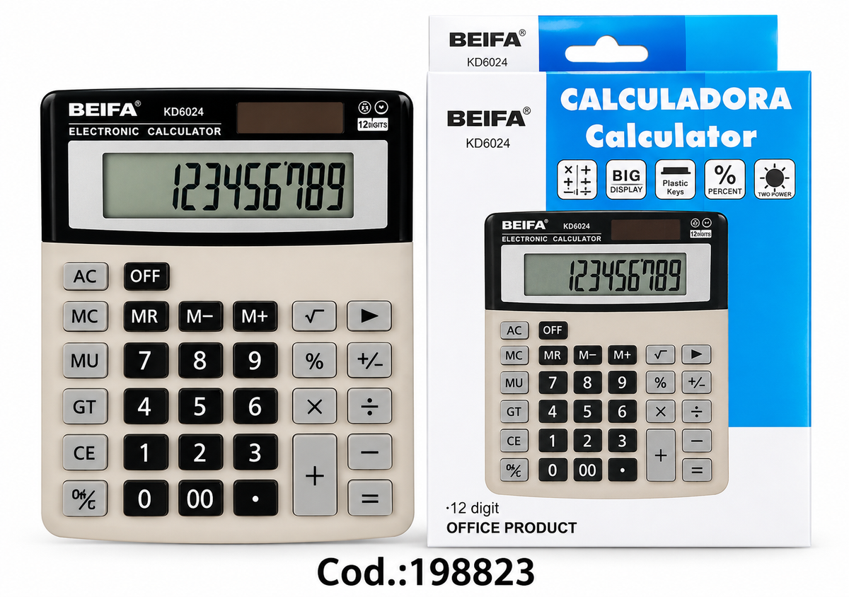 Calculadora Electrónica BEIFA KD6024 de 12 Dígitos