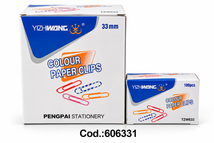 Clips de Colores para Papel 33 mm – 100 unidades