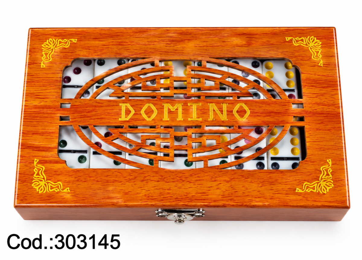 Juego de Dominó en Caja de Madera