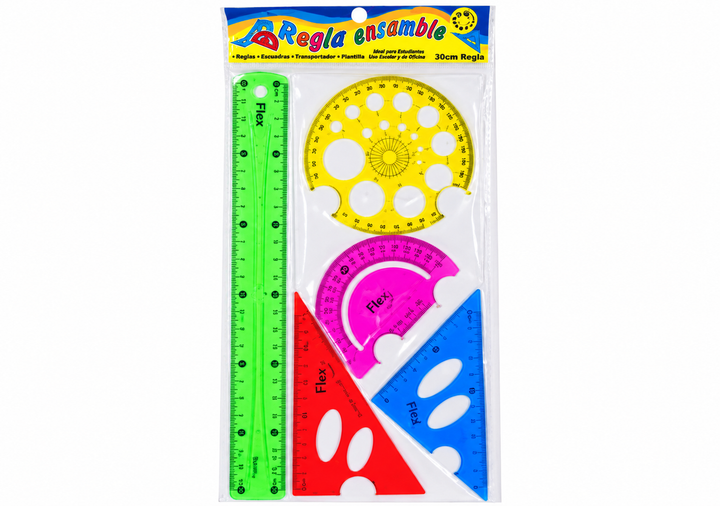 Juego de Reglas y Geometría Flexible 30 cm