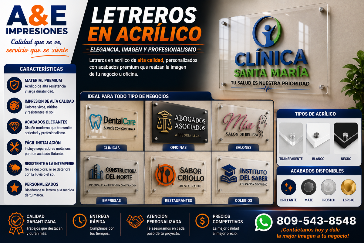 Letreros en Acrílico Personalizados