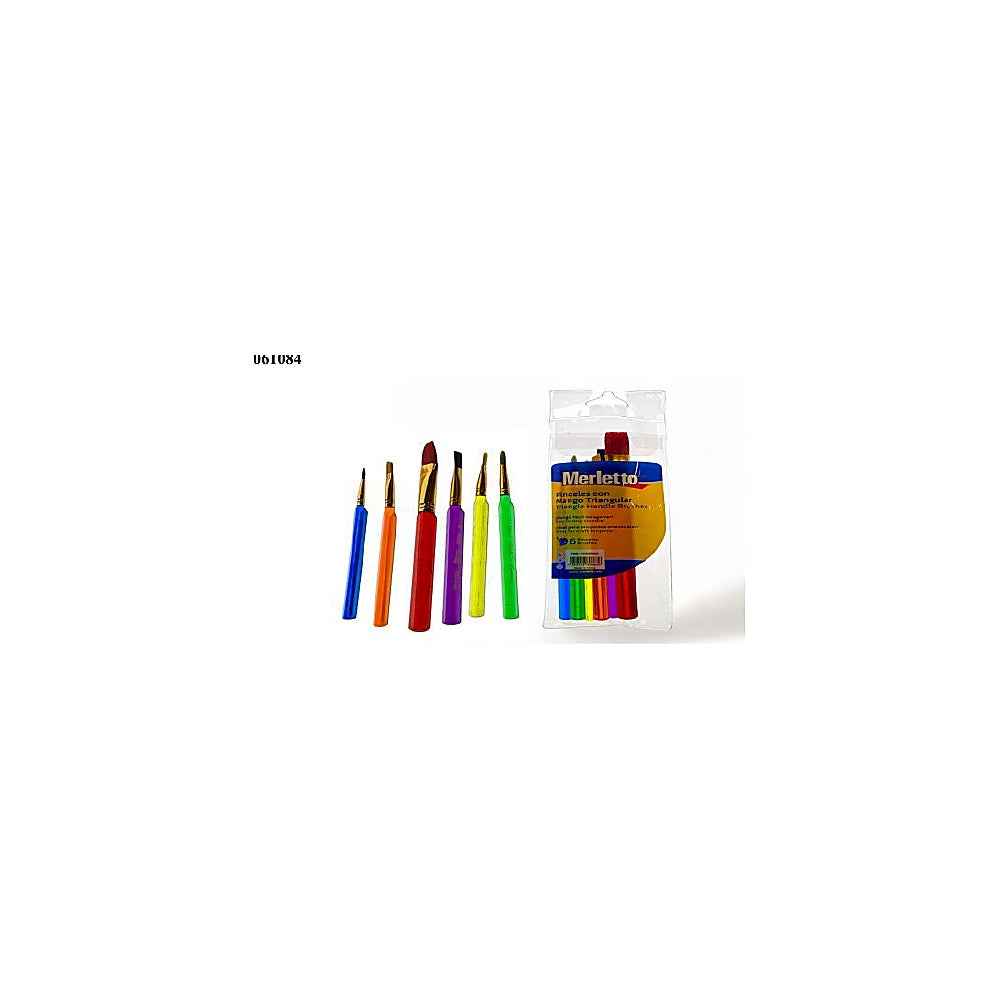 PINCELES 6PCS MIXTO MANGO TRI 780-1593866
