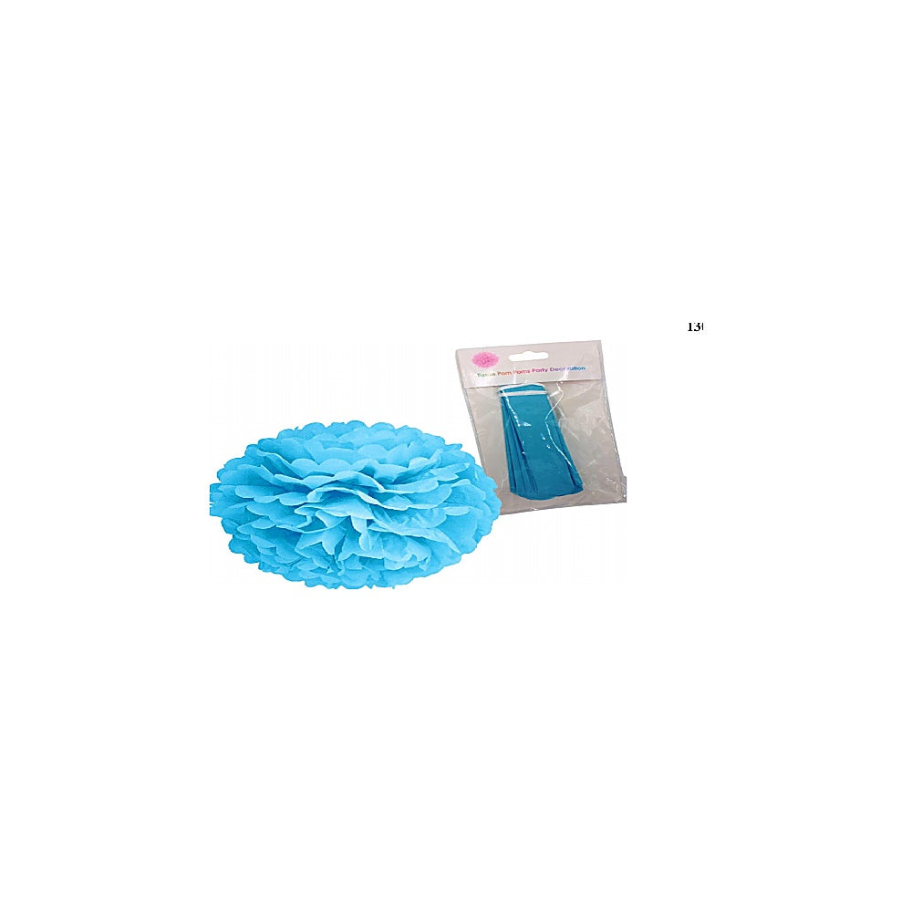 POMPONES FLOR 30CMS AZUL R3808-B