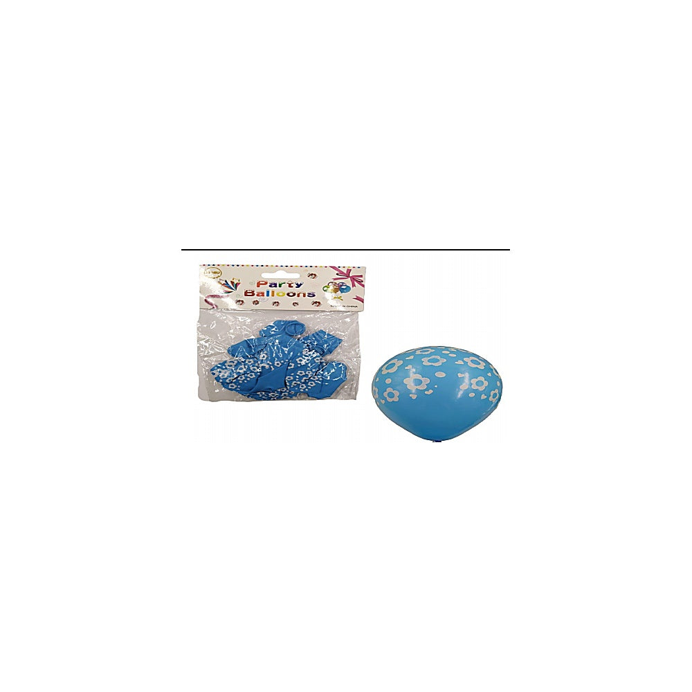 VEJIGA 12PULG 6PCS FLORES AZUL R3897-LB