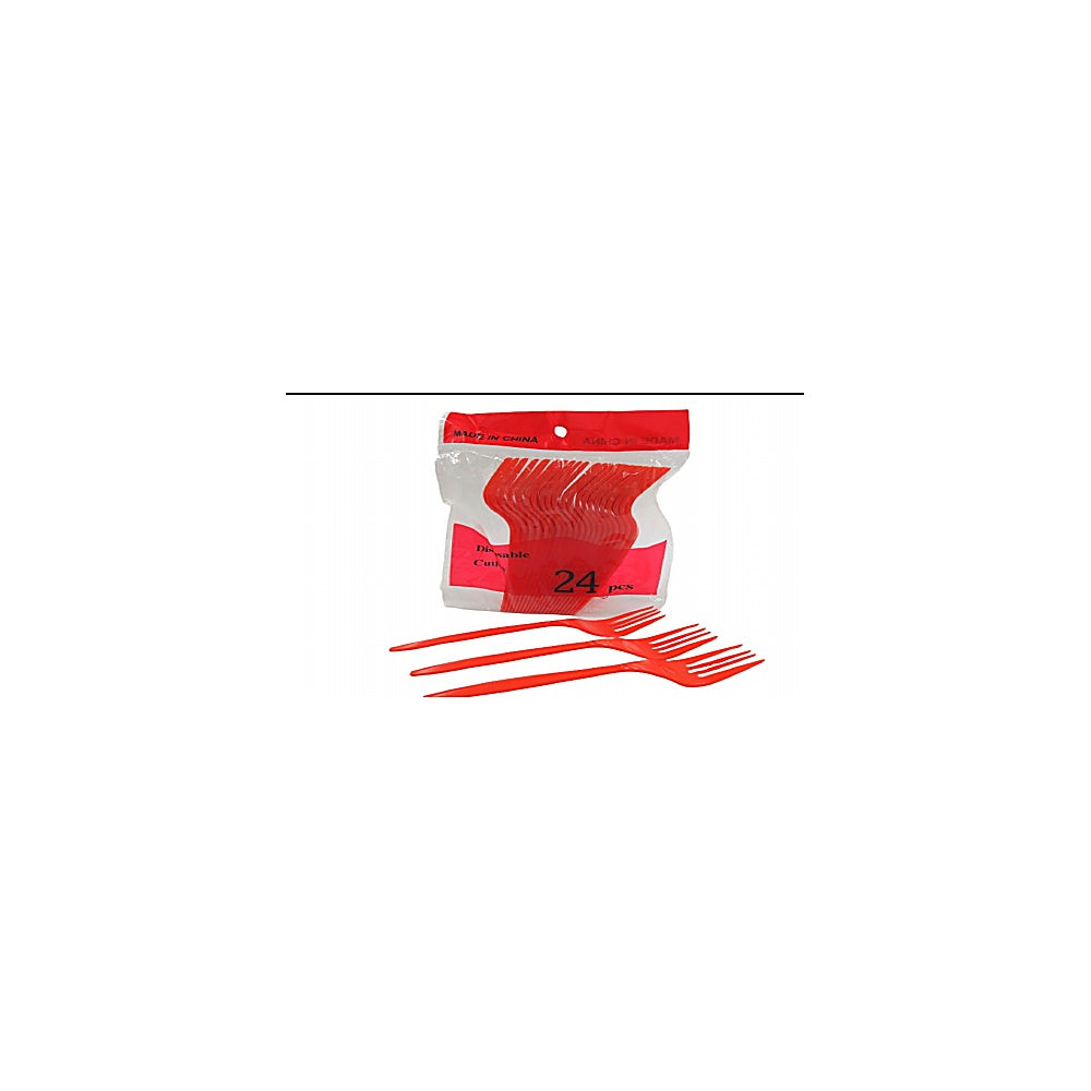 TENEDOR DESECHABLE 24PCS ROJ R4413-R
