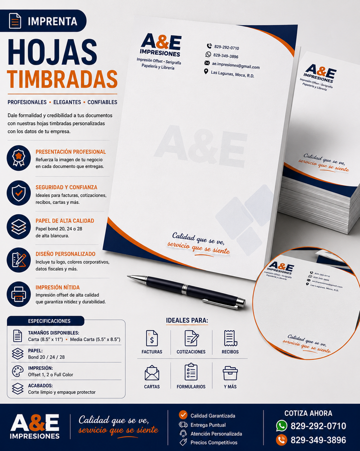 Hojas Timbradas Personalizadas