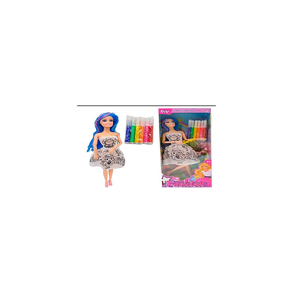 MUÑECA TIPO BARBIE PINTA TU VE T356780