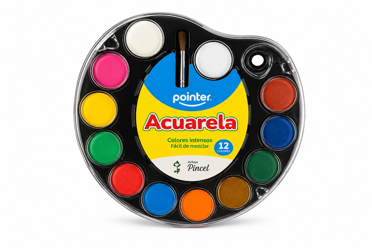 Acuarela Pointer 12 Colores con Pincel