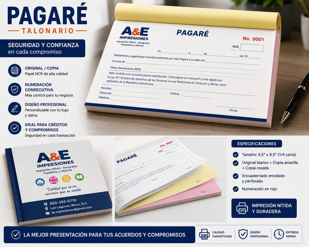 Talonario de Pagaré Personalizado
